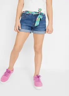 Jeansshorts med skärp och medelhög midja för barn, bonprix