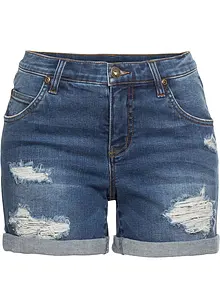 Jeansshorts med destroyed-effekter och mid waist, bonprix