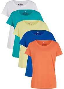 T-shirt med rund halsringning (5-pack), kortärmad, bonprix