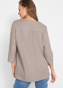 Blus med linne och 3/4-ärm, bonprix