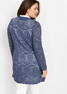 Lång hålmönstrad cardigan, bonprix