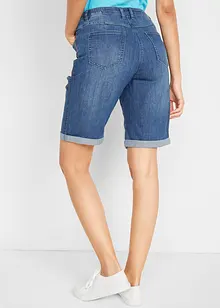 Bekväma stretchiga jeansbermudas med broderi och bekväm midja, bonprix