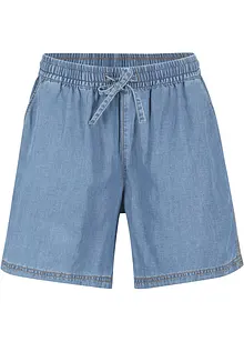 Tunna denimshorts med linne och bekväm midja, extra vida, bonprix