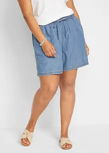 Tunna denimshorts med linne och bekväm midja, extra vida, bonprix