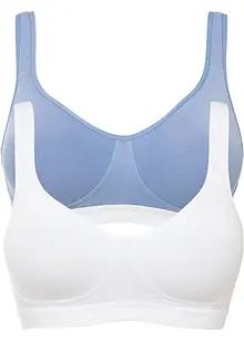 BH utan bygel med ekologisk bomull (2-pack), bonprix