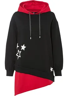 Sweatshirt med luva och asymmetrisk nederkant, bonprix