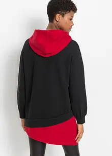 Sweatshirt med luva och asymmetrisk nederkant, bonprix