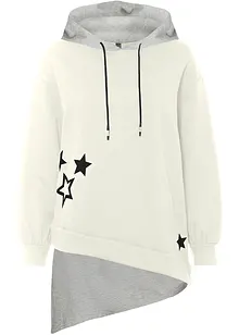 Sweatshirt med luva och asymmetrisk nederkant, bonprix