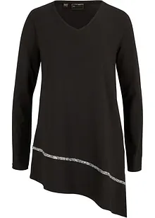 Longshirt med asymmetriskt snitt och glitter, bonprix