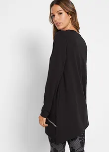 Longshirt med asymmetriskt snitt och glitter, bonprix