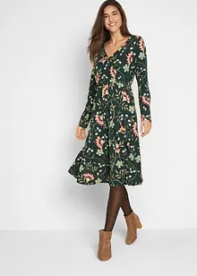 Jerseyklänning i bomull med omlottlook, bonprix