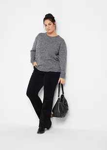 Stickad tröja med rund halsringning i melerad look, bonprix