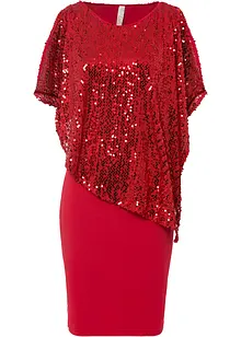 Paljettklänning med poncho, bonprix