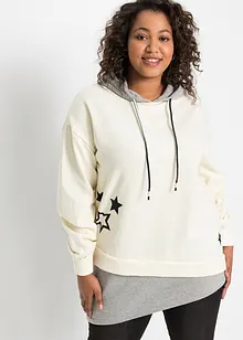 Sweatshirt med luva och asymmetrisk nederkant, bonprix