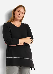 Longshirt med asymmetriskt snitt och glitter, bonprix