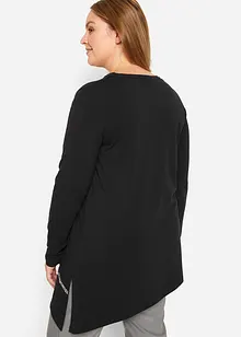 Longshirt med asymmetriskt snitt och glitter, bonprix