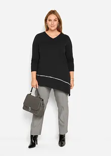 Longshirt med asymmetriskt snitt och glitter, bonprix
