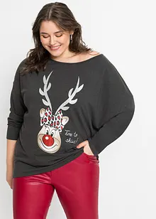 Off-shoulder-topp med julmotiv, bonprix