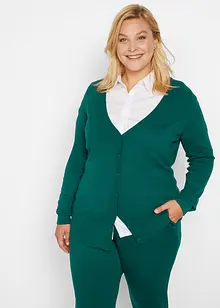 Finstickad cardigan i basmodell med knappslå, bonprix