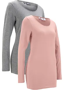 Longshirt med ekologisk bomull (2-pack), bonprix