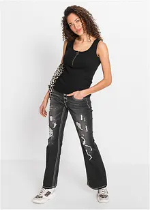 Ribbstickat linne av ren bomull, bonprix