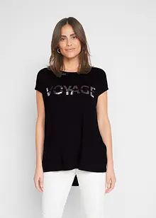 Longshirt med metallic-tryck, bonprix