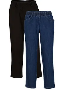 Jeans med bekväm medelhög midja (2-pack), raka ben, bonprix