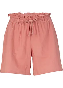 Shorts med paperbagmidja och linne, bonprix