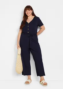 Kortärmad V-ringad jerseyjumpsuit, bonprix