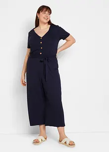 Kortärmad V-ringad jerseyjumpsuit, bonprix