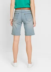 Stretchiga jeansbermudas med färgade uppvikta benslut, bonprix