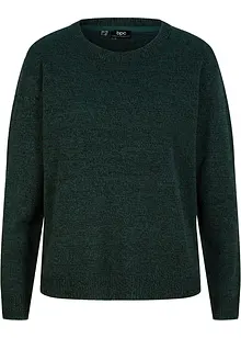 Stickad tröja med rund halsringning i melerad look, bonprix