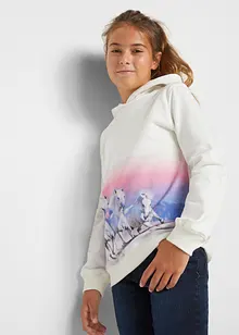 Sweatshirt med huva i ren bomull, bonprix