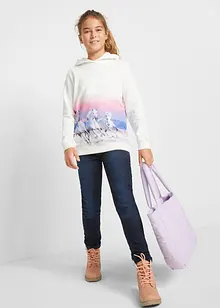 Sweatshirt med huva i ren bomull, bonprix
