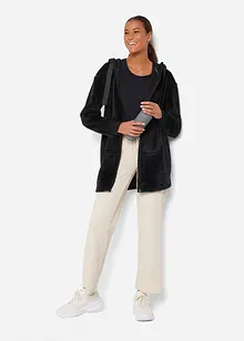 Lång, mysig fleecejacka med huva, bonprix