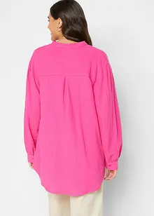 Oversize-muslinblus i bomull, lång modell med slits i sidan, bonprix