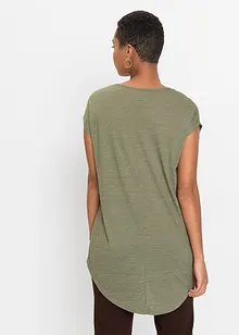 Lång t-shirt med tryck i mjuk viskosmix, bonprix