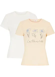 T-shirt i basmodell med tryck (2-pack), bonprix