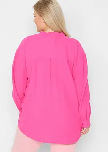 Oversize-muslinblus i bomull, lång modell med slits i sidan, bonprix