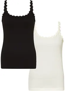 Ribbstickat linne av ren bomull (2-pack), bonprix