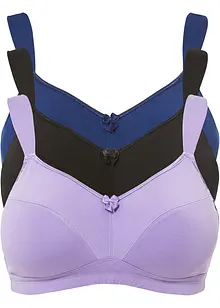 BH med bomull utan bygel  (3-pack), bonprix