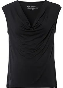 Linne med rund draperad halsringning, bonprix