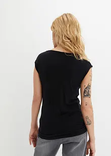 Linne med rund draperad halsringning, bonprix