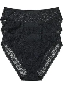 High Leg-maxitrosa med återvunnen spets (3-pack), bonprix