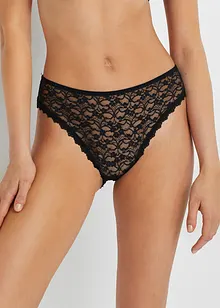 Maxitrosa med återvunnen spets och högt skurna benöppningar (3-pack), bonprix