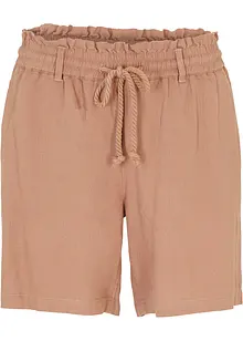 Shorts med paperbagmidja och linne, bonprix