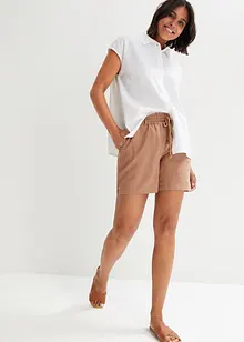 Shorts med paperbagmidja och linne, bonprix