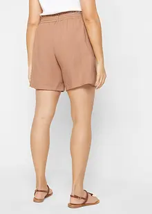 Shorts med paperbagmidja och linne, bonprix