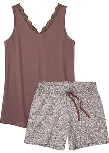 Kort pyjamas med tunn spets, bonprix