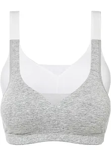 T-shirtbehå utan bygel med bomull (2-pack), bonprix